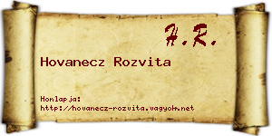 Hovanecz Rozvita névjegykártya